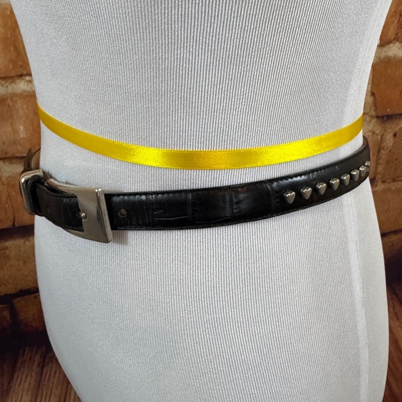 Talbots Black Leather Belt w/Heart Studs Size M - Picture 1 of 4